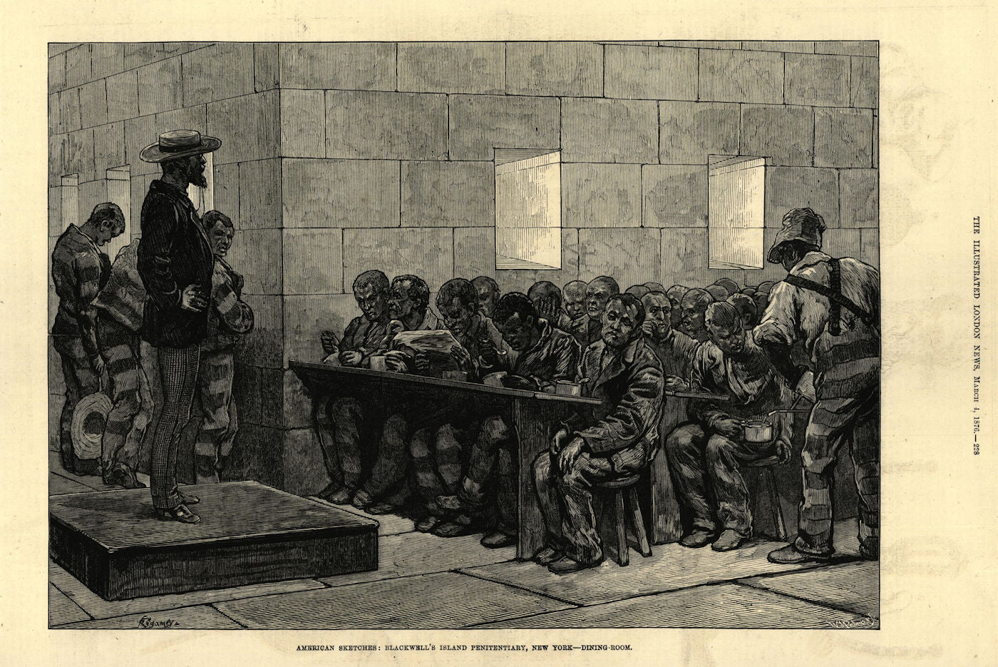 Blackwell's (now Roosevelt) Island penitentiary, New York. Dining room 1876